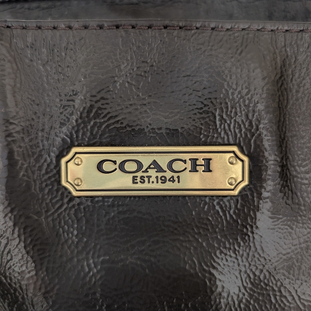 Coach Mahogany/Dark Brown Patent Leather Tote Bag - Picture 10 of 15